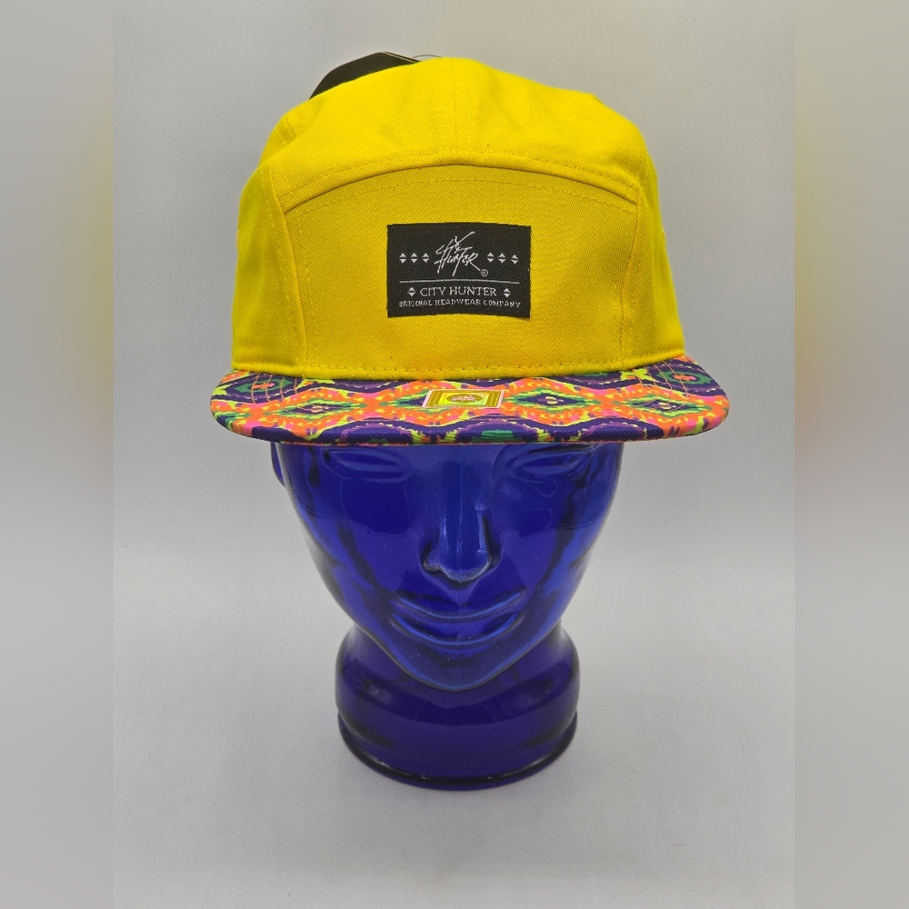 New City Hunter Hat Yellow & Multicolor Adjustable Cycling Baseball Cap NWT